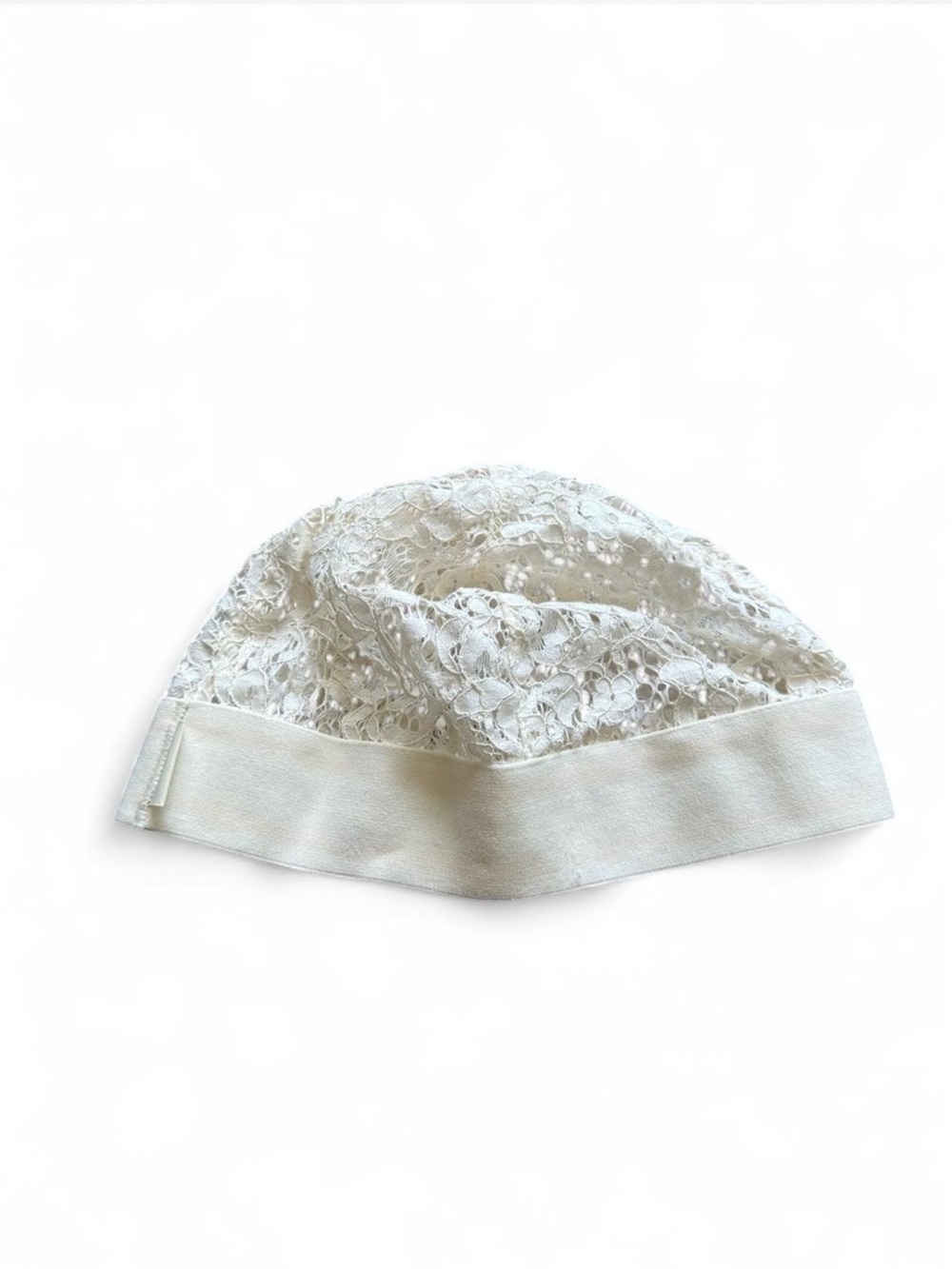 Fenty puma by Rihanna White lace head cap with floral embroidery #lace #floral